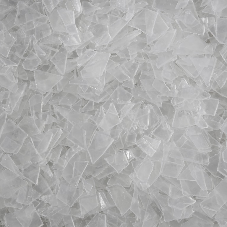 Fragmentos triturados de ps transparente